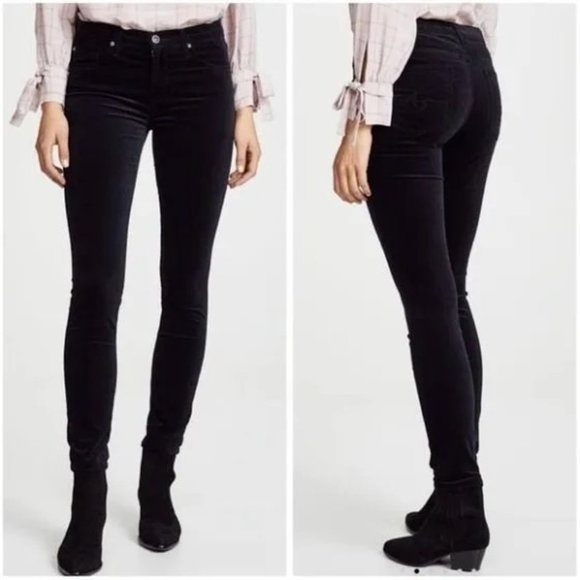 Adriano Goldschmied Black Velour "The Legging-Super Skinny" Size 27R - Picture 2 of 6